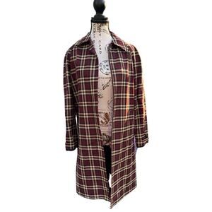New Style Express wool blend trench coat 3/4 length Plum Brown plaid womens 4